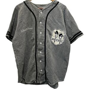 Vintage Roots Gray Denim White Embroidery House of Blues Varsity Shirt XL RARE